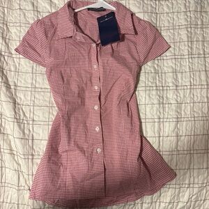 Brandy Melville Red Plaid Button-Up Shirt